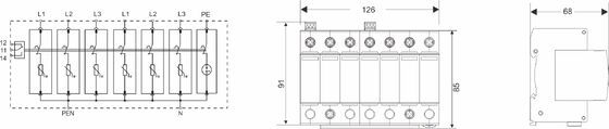 25kA DIN Rail Mount Surge Protector với vỏ nhựa nhiệt UL94-V0 cho khả năng chống sét lan truyền mạnh mẽ