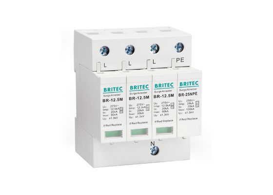 SPDs Iimp 12.5kA T1 + T2 Surge Arrester B + C Vỏ nhựa nhiệt dẻo