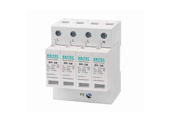 Loại điện áp chuyển đổi 3 giai đoạn 5KA 4 cực 275V bảo vệ điện áp SPD cho bảo vệ điện năng công nghiệp