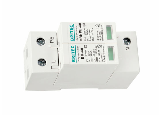 Thiết bị chống sét lan truyền IEC 61643-11 Loại 2 với khả năng chống sét 40kA 1P+NPE và lắp đặt trên thanh ray DIN