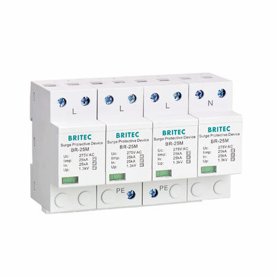 BR-25M 4P 25kA Thiết bị chống sét loại 1 Thiết bị chống sét SPD Loại 1 có thể cắm được Thiết bị chống sét Trung Quốc