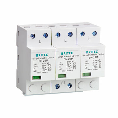 BR-25M 4P 25kA Thiết bị chống sét loại 1 Thiết bị chống sét SPD Loại 1 có thể cắm được Thiết bị chống sét Trung Quốc