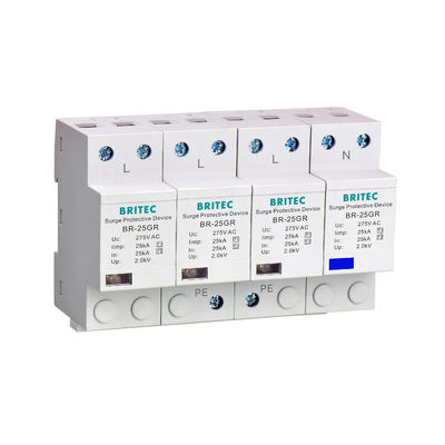 BR-25M 3P + 1NPE 25kA T1 + T2 Surge Arrester B + C Điện áp thấp 3 pha Surge Protector