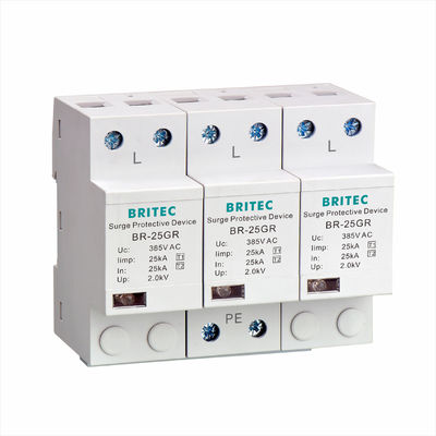 BR-25M 3P + 1NPE 25kA T1 + T2 Surge Arrester B + C Điện áp thấp 3 pha Surge Protector