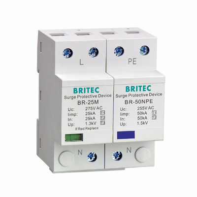 BR-25M 3P + 1NPE 25kA T1 + T2 Surge Arrester B + C Điện áp thấp 3 pha Surge Protector