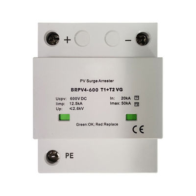 1000V DC 12.5kA Tiêu chuẩn xung tia chớp 1 + 2 Photovoltaic SPD Solar Surge Arrester DC SPD Type 1