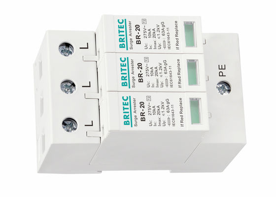 Thiết bị bảo vệ chống sét AC 275V 10kA 20kA với lắp đặt trên thanh ray DIN để bảo vệ chống sét lan truyền