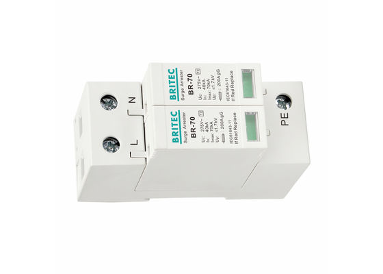 70kA Thiết bị bảo vệ tăng áp loại 2 DIN Rail Mountable Surge Arrester IEC 61643-11 phù hợp