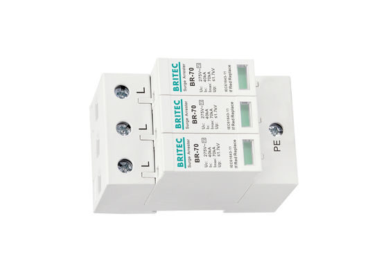 Ba pha loại 2 Surge Arrester 40kA - 70kA 3P Hiệu suất ổn định chống cháy