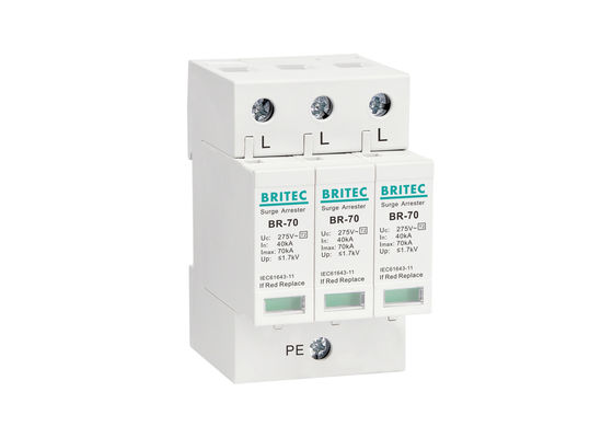 Ba pha loại 2 Surge Arrester 40kA - 70kA 3P Hiệu suất ổn định chống cháy