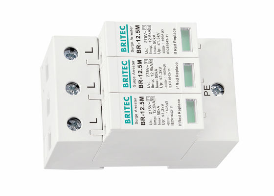 12.5kA Iimp 3 pha Bộ chống sét ray DIN và Bộ chống sét cho Hệ thống điện AC