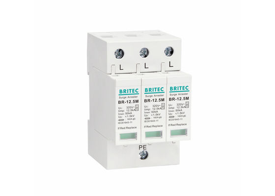 UL94-V0 Khả năng chống cháy 12,5kA Iimp 3P T1 + T2 Thiết bị bảo vệ sóng cao cho mạng AC