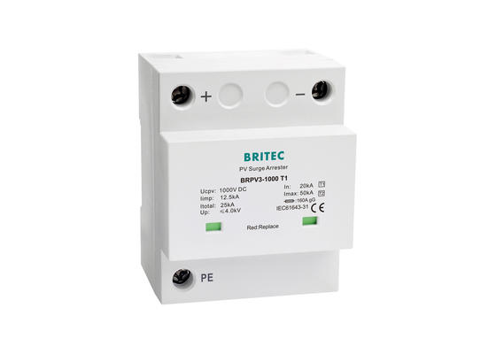 BRPV3 T1 Ngọn sét Photovoltaic Surge Arrester 10 / 350 μs Ngọn sét xung điện