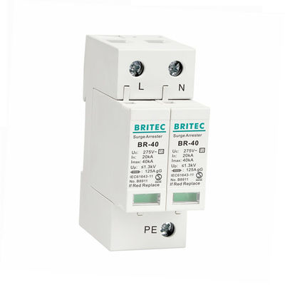 BR-40 4P 40kA Thiết bị bảo vệ chống tăng áp 3 giai đoạn bảo vệ sét spd tuv loại 2 Thiết bị bảo vệ tăng áp