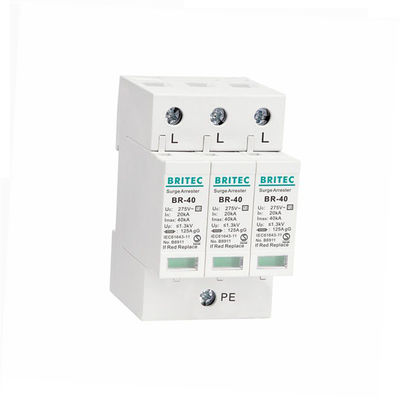 BR-40 4P 40kA Thiết bị bảo vệ chống tăng áp 3 giai đoạn bảo vệ sét spd tuv loại 2 Thiết bị bảo vệ tăng áp