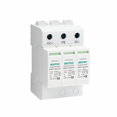Thiết bị bảo vệ tia chớp loại 1+2 bằng nhựa nhiệt UL94-V0 PV Surge Arrestor