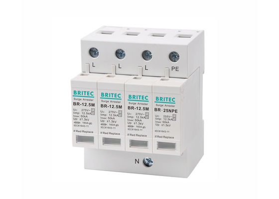 SPD nhỏ gọn 12,5kA lớp B + C Ba pha Surge Arrester với DIN Rail Mount